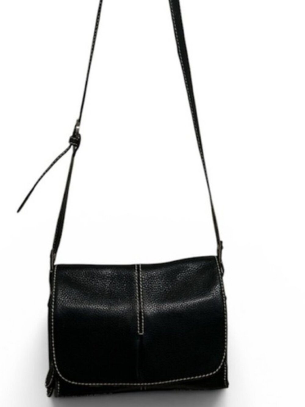 Coldwater Creek Black Genuine Leather Crossbody Bag - Size OS - Good